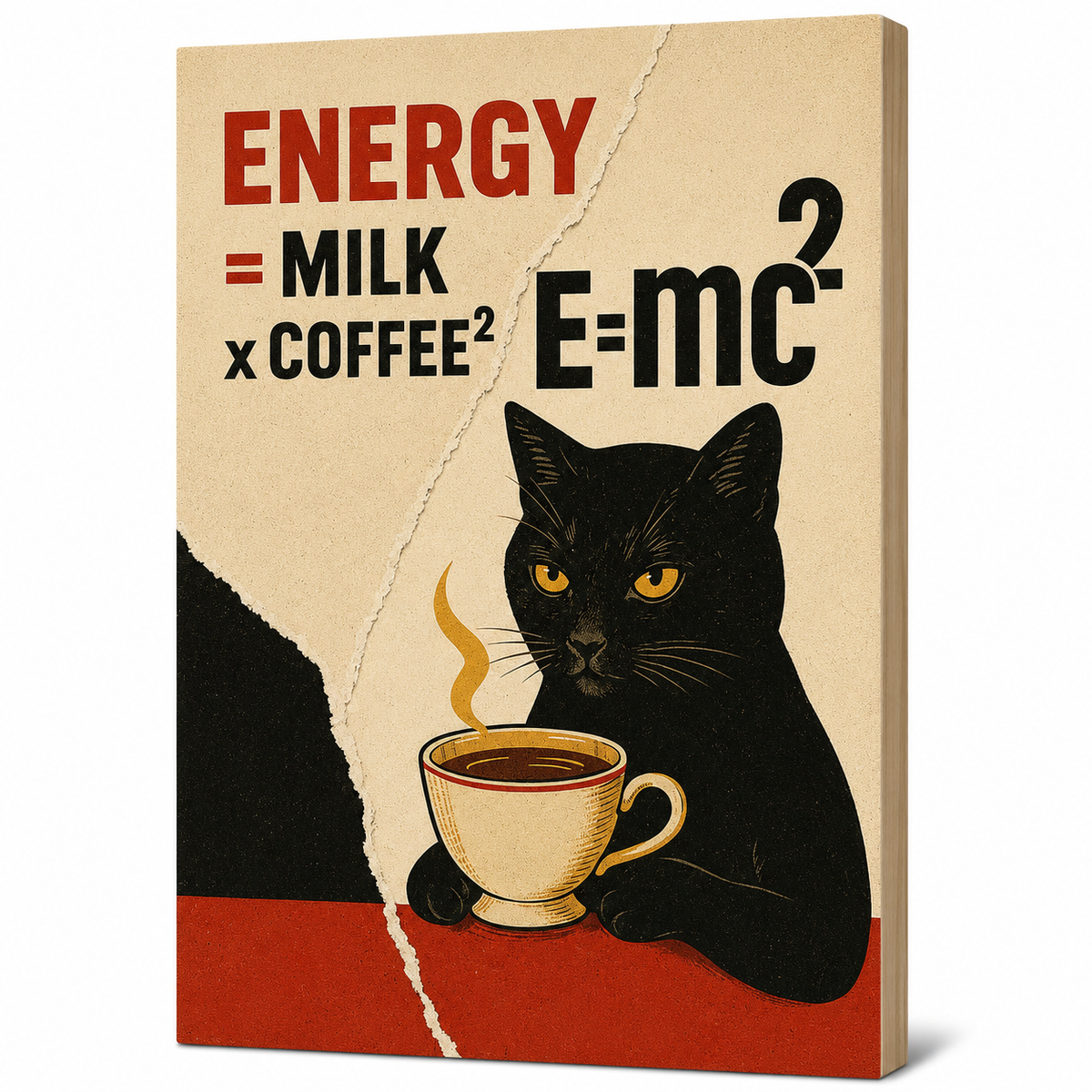 Energy = Milk × Coffee² (E=MC²) Wall Plank