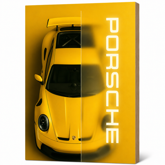 Yellow Porsche Wall Plank