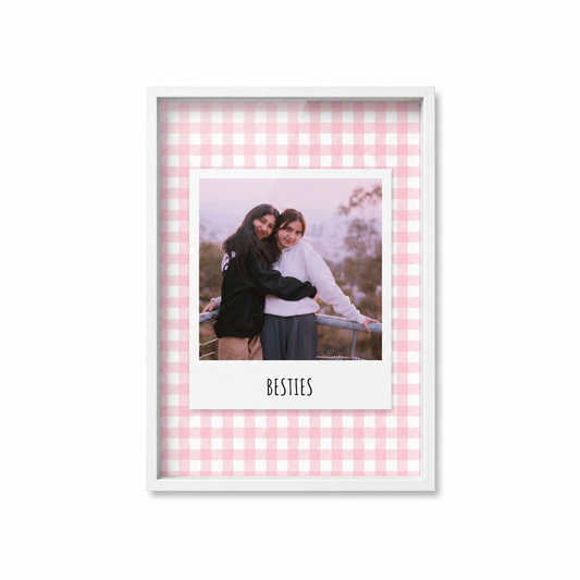 Gingham Polaroid Photo- Personalised Photo Frame