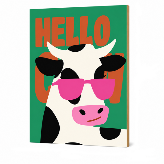 Hello Cow Wall Plank